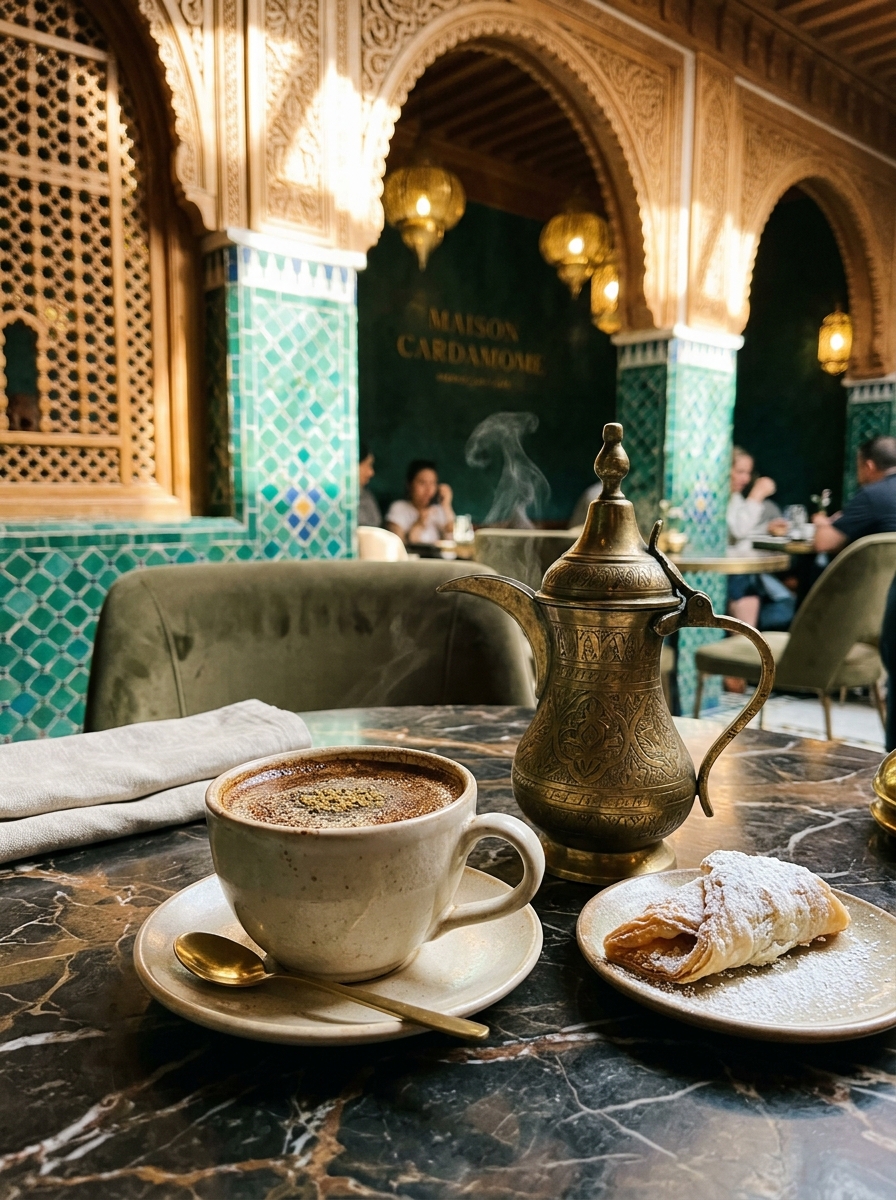 Café d'exception et rituel chérifien à Maison Cardamome Marrakech